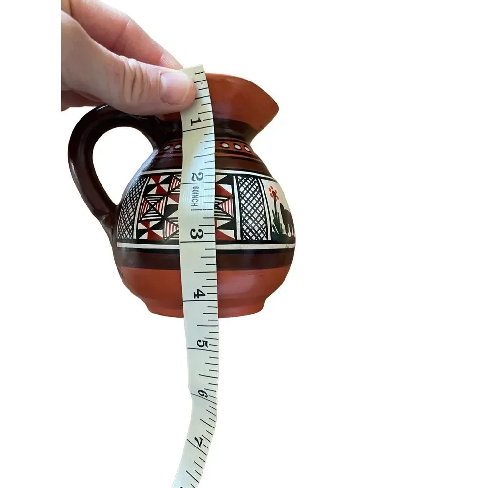 Hand Painted Peruvian‎ Terracotta Miniature Pitcher creamer server